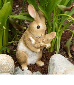 Cute Mom and Baby Rabbit Figurine