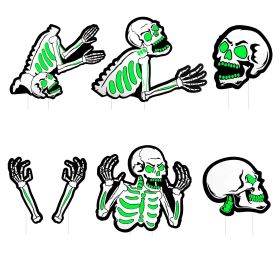 Halloween Skeleton Yard Sign Decorations 6Pcs Glow in the Dark