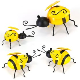 4Pcs Bumble Bee Set Ornament 3D Iron Hanging Bee, Art Sculpture Statues