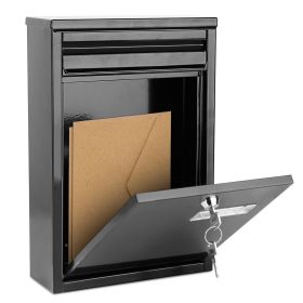 Wall Mount Mailbox Lockable Galvanized Iron Letter Post Box Locking Security Drop Box with 2 Keys