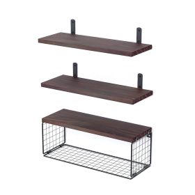 2 In 1 Floating Shelves Wall Mounted with Storage Basket