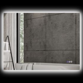 HOMCOM Dimmable Bathroom Mirror with Lights, 37" x 35" Backlit LED Mirror w/ Anti-Fog, Memory & Infinite Color Temperature