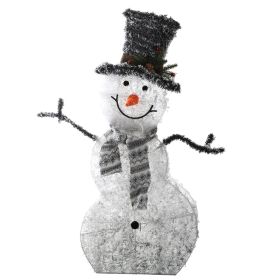 LED Christmas Snowman Decoration Light Collapsible Battery Operated Lighted Snowman Indoor Outdoor