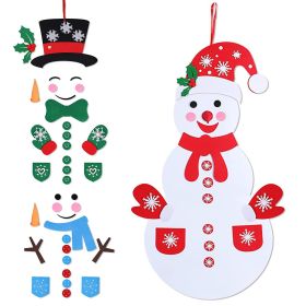 Felt Christmas Snowman Set DIY Felt Christmas Hanging Decorations Kits with 54Pcs Detachable Ornaments