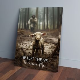 1 Piece Canvas Painting With Wood Frame, Ready To Hang, He Left 99 Sheep To Save Me, Christian Wall Art (Option: 12x8inch)