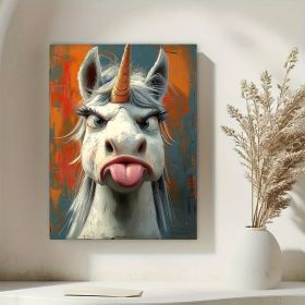 1 Piece Canvas Painting With Wooden Frame, Ready To Hang, Whimsical Unicorn Canvas Art Print (Option: 12x8inch)