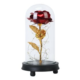 Foil Rose LED String Light Rose Fairy Lamp w/ Glass Dome (Option: REgD)