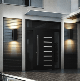 2-Pack Outdoor Wall Sconce, Modern Up And Down Weatherproof Wall Light, Black Aluminum Exterior Wall Mount Light Fixture, Ideal For Porch, Patio, (Color: Black)