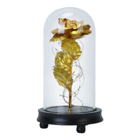 Foil Rose LED String Light Rose Fairy Lamp w/ Glass Dome (Option: Gogld)