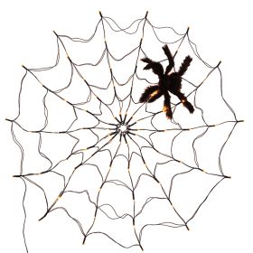 3.28FT Spider Web Light with Hairy Spider 70LED Battery Powered Remote Control 8 Lighting Modes (Option: Wgarm)