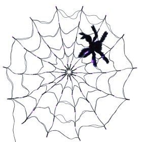 3.28FT Spider Web Light with Hairy Spider 70LED Battery Powered Remote Control 8 Lighting Modes (Option: Pgurple)